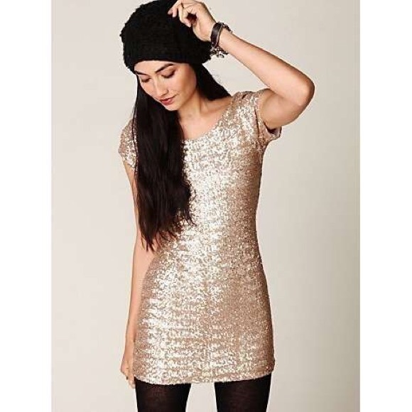Free people champagne sequin dress - Picture 2 of 2